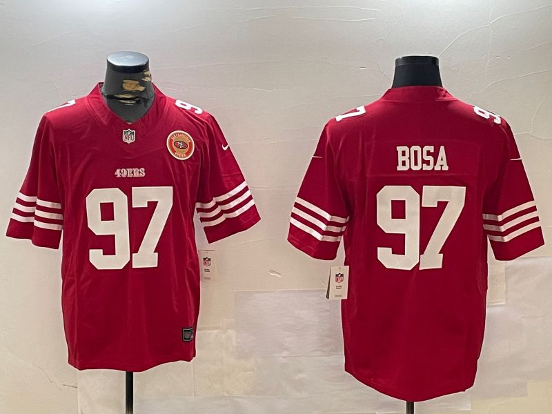 Men San Francisco 49ers #97 Bosa Red three generations 2024 Nike Limited NFL Jersey style 5->->